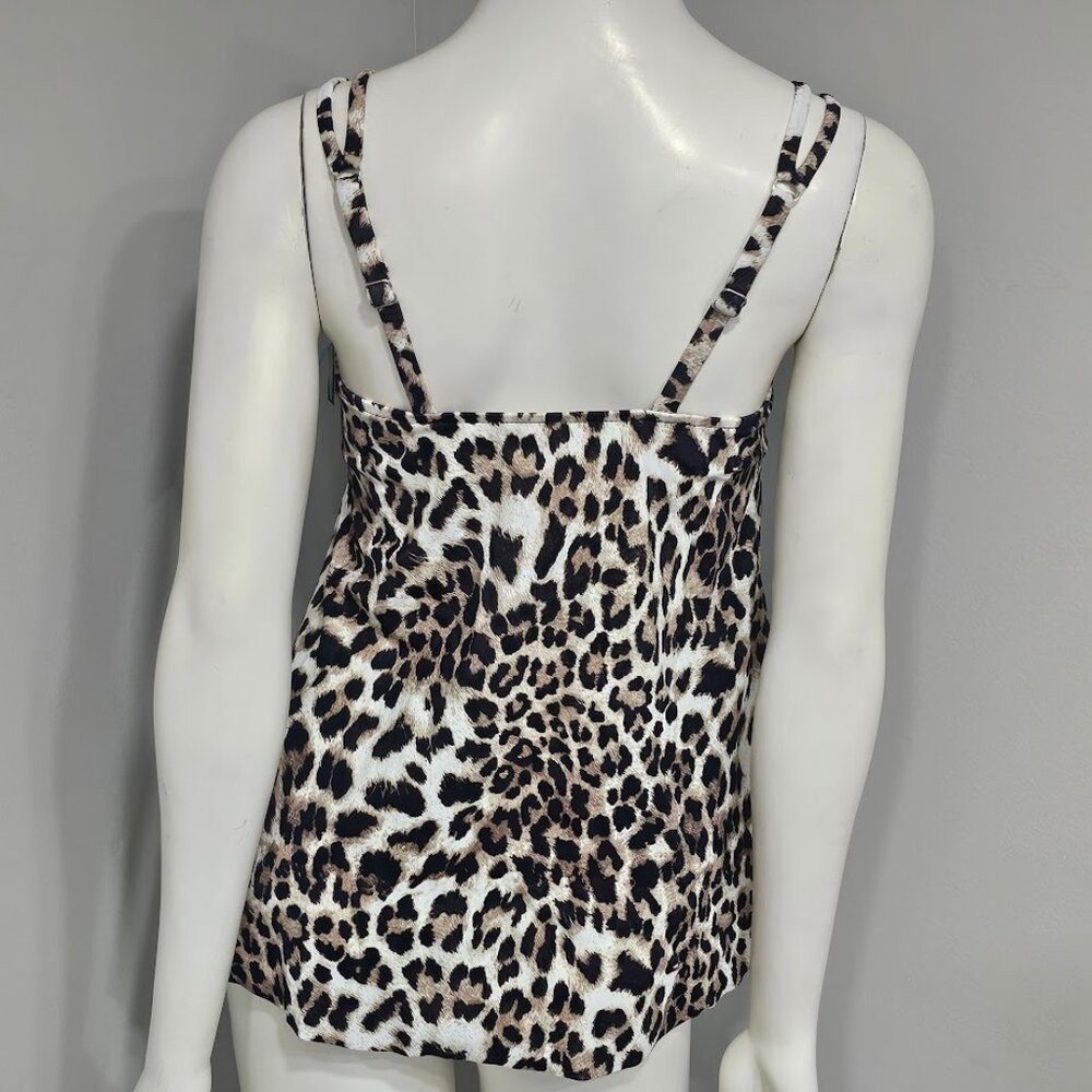 Swim Solutions Animal Print Pleat-Front Tankini Top - Picture 4 of 11